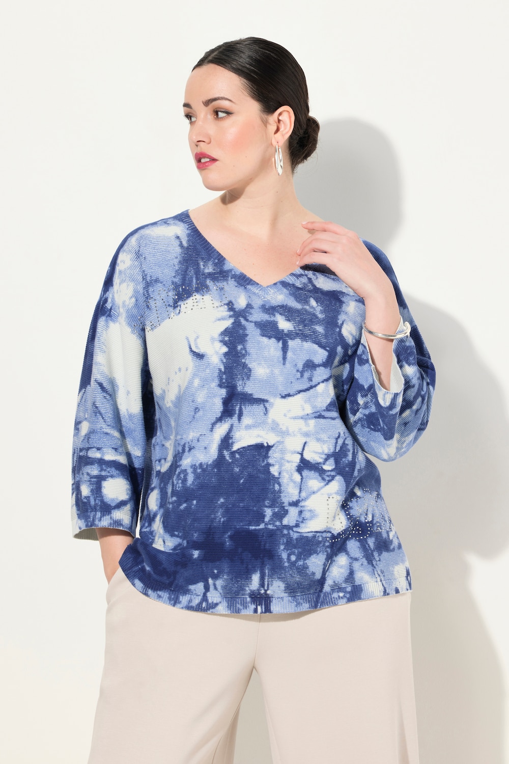 Große Größen Pullover, Damen, blau, Größe: 46/48, Baumwolle, Ulla Popken von Ulla Popken