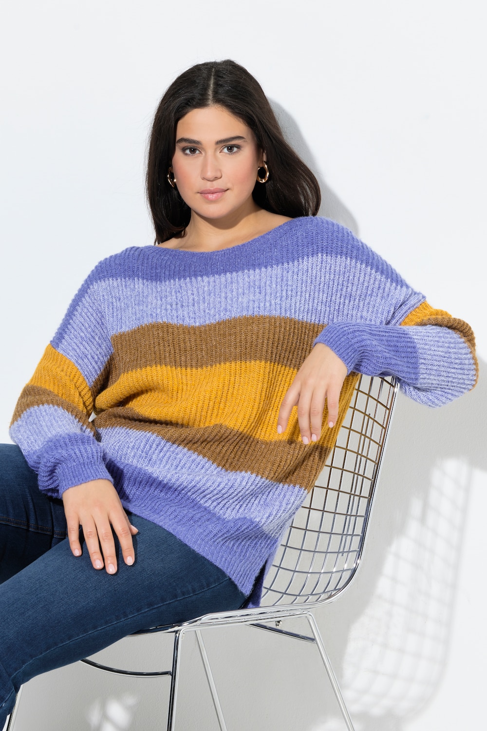Große Größen Pullover, Damen, blau, Größe: 46/48, Synthetische Fasern/Polyester, Ulla Popken von Ulla Popken