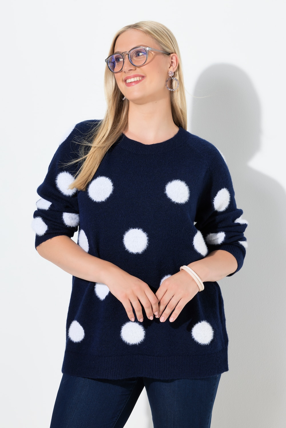 Große Größen Pullover, Damen, blau, Größe: 46/48, Synthetische Fasern/Polyester, Ulla Popken von Ulla Popken