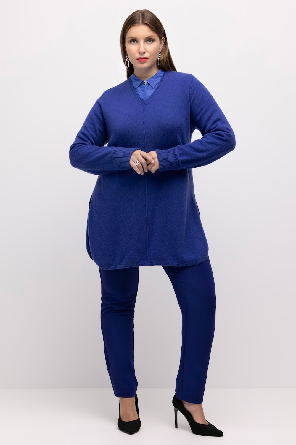 Große Größen Pullover, Damen, blau, Größe: 46/48, Wolle, Ulla Popken von Ulla Popken