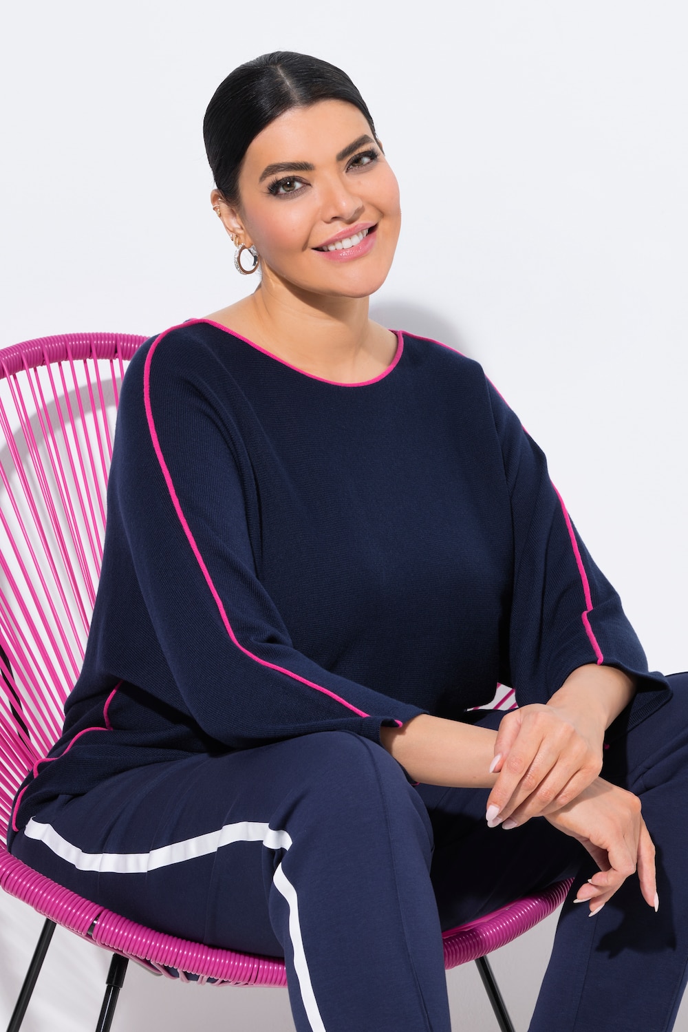 Große Größen Pullover, Damen, blau, Größe: 50/52, Synthetische Fasern/Baumwolle, Ulla Popken von Ulla Popken