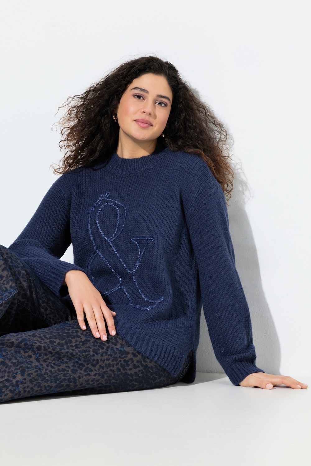 Große Größen Pullover, Damen, blau, Größe: 50/52, Synthetische Fasern/Polyester, Ulla Popken von Ulla Popken