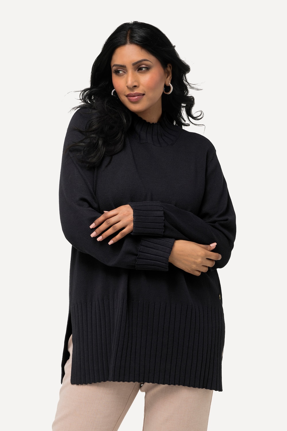 Große Größen Pullover, Damen, blau, Größe: 50/52, Viskose/Synthetische Fasern, Ulla Popken von Ulla Popken