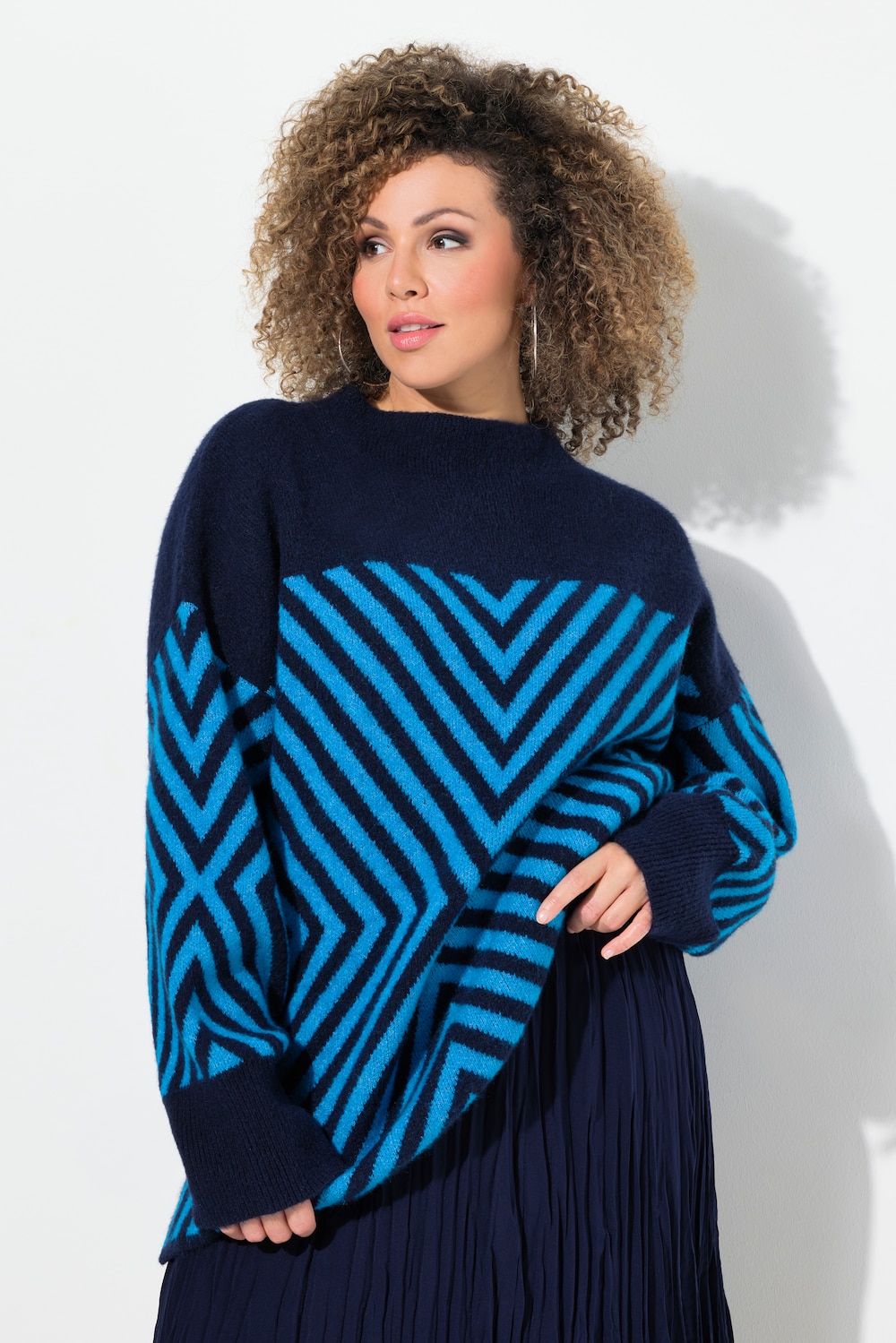 Große Größen Pullover, Damen, blau, Größe: 54/56, Synthetische Fasern, Ulla Popken von Ulla Popken