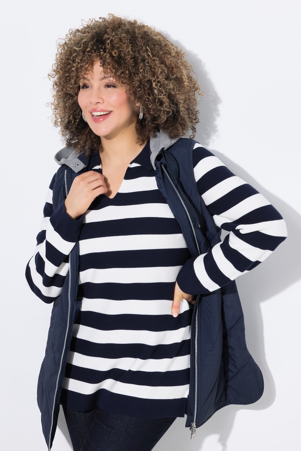 Große Größen Pullover, Damen, blau, Größe: 54/56, Synthetische Fasern/Polyester, Ulla Popken von Ulla Popken
