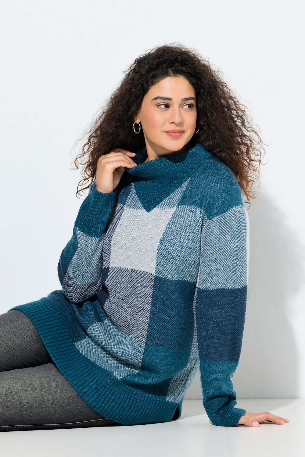 Große Größen Pullover, Damen, blau, Größe: 58/60, Synthetische Fasern, Ulla Popken von Ulla Popken