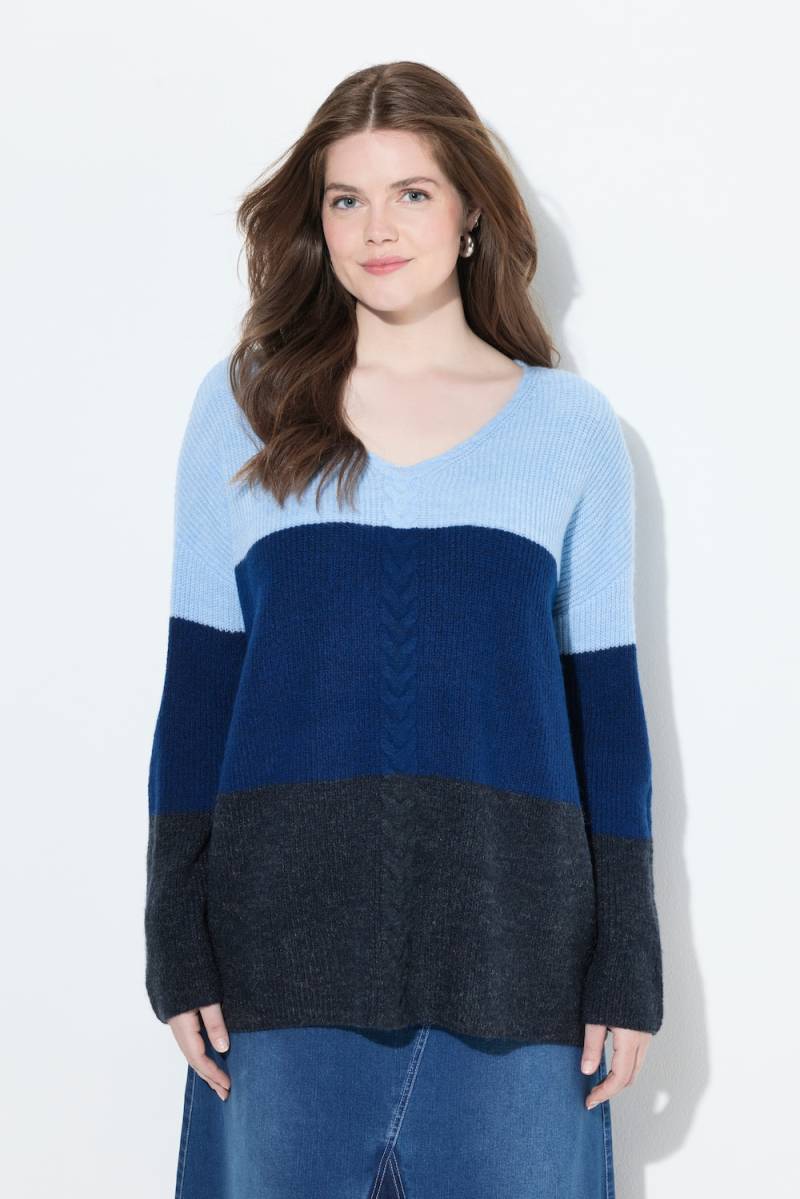 Große Größen Pullover, Damen, blau, Größe: 58/60, Synthetische Fasern/Polyester, Ulla Popken von Ulla Popken