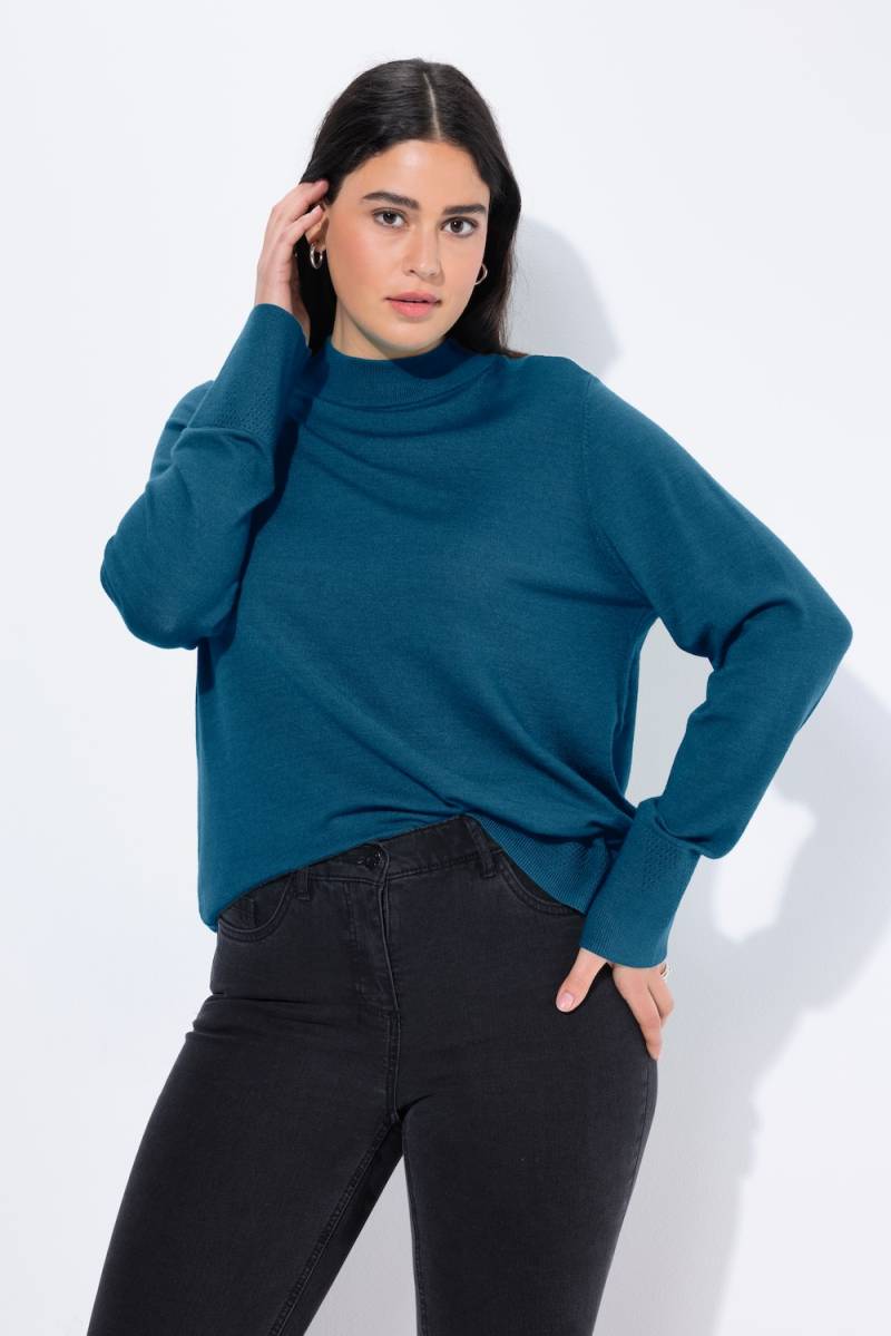 Große Größen Pullover, Damen, blau, Größe: 58/60, Viskose/Polyester/Synthetische Fasern, Ulla Popken von Ulla Popken