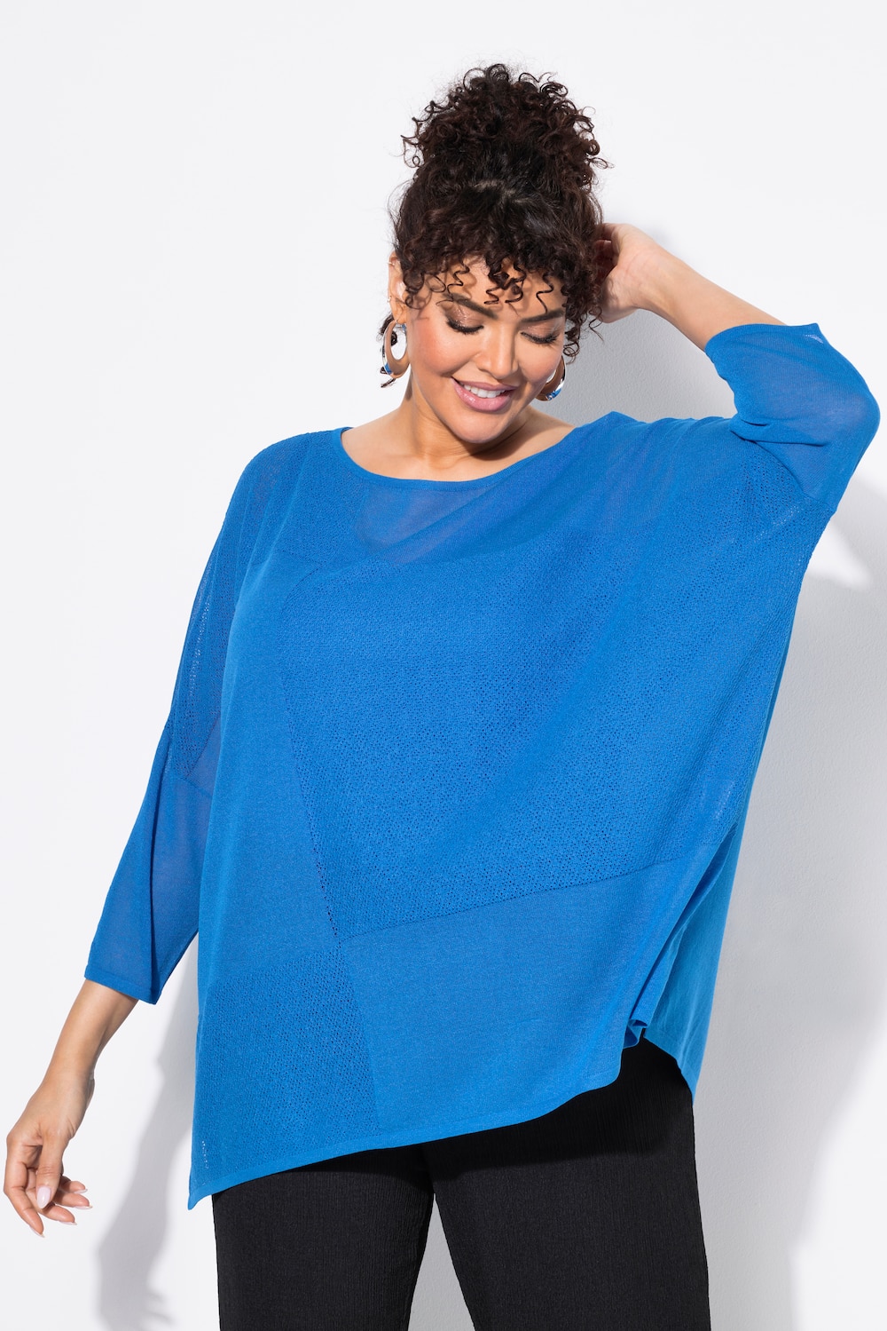 Große Größen Pullover, Damen, blau, Größe: 58/60, Viskose/Synthetische Fasern, Ulla Popken von Ulla Popken