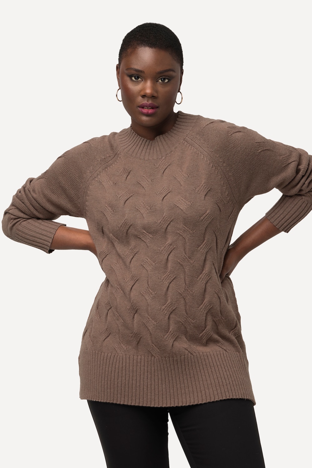 Große Größen Pullover, Damen, braun, Größe: 42/44, Wolle/Synthetische Fasern, Ulla Popken von Ulla Popken