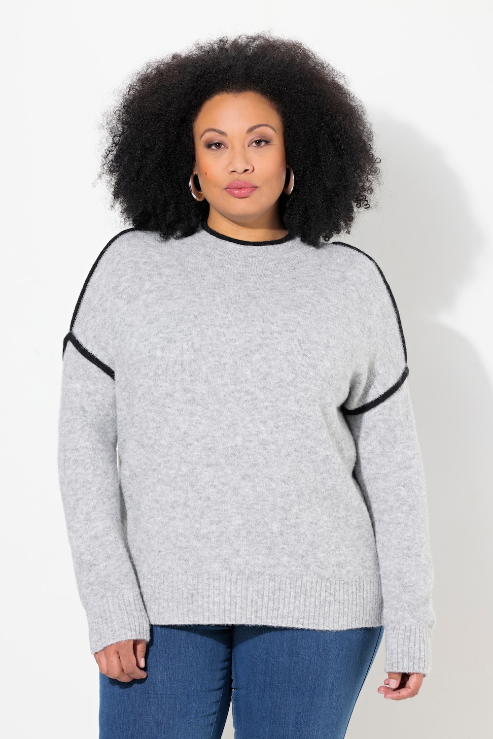 Große Größen Pullover, Damen, grau, Größe: 50/52, Polyester/Synthetische Fasern, Ulla Popken von Ulla Popken
