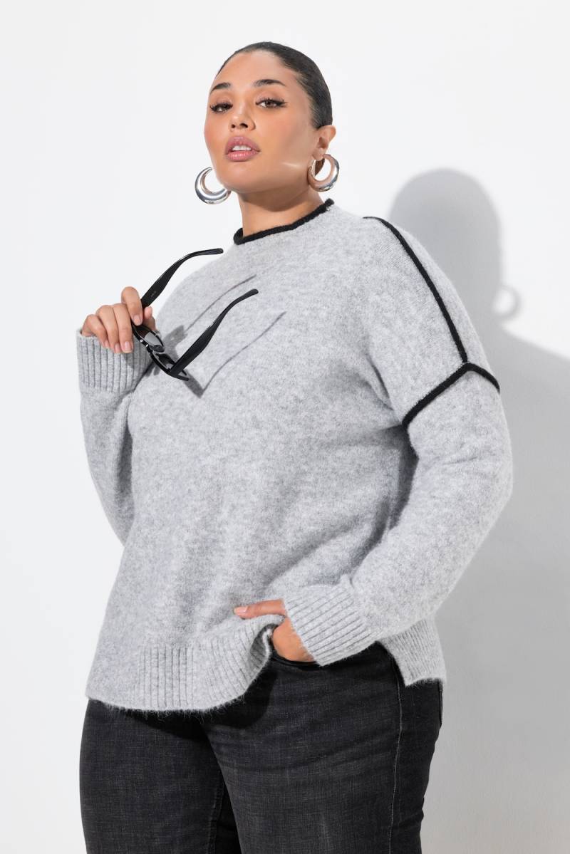 Große Größen Pullover, Damen, grau, Größe: 50/52, Polyester/Synthetische Fasern, Ulla Popken von Ulla Popken