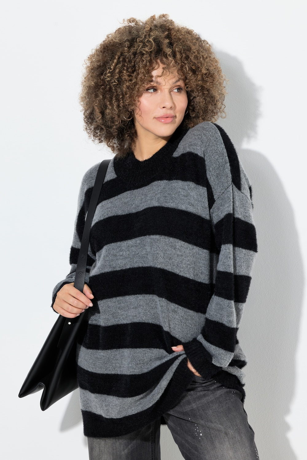 Große Größen Pullover, Damen, grau, Größe: 54/56, Synthetische Fasern/Polyester, Ulla Popken von Ulla Popken