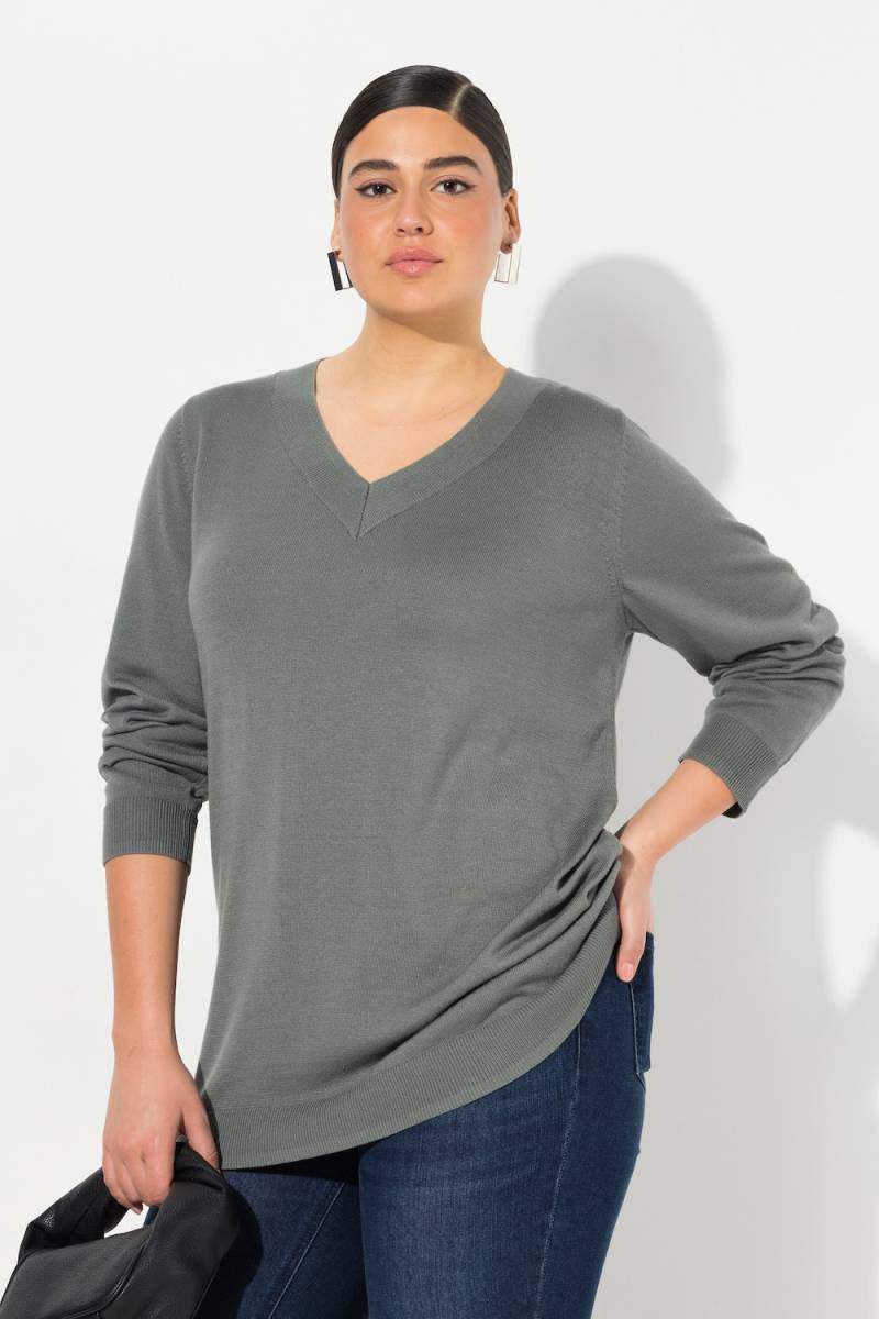 Große Größen Pullover, Damen, grau, Größe: 54/56, Viskose/Polyester, Ulla Popken von Ulla Popken