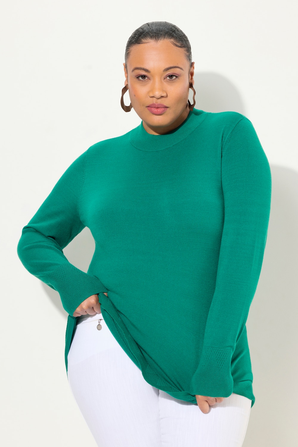 Große Größen Pullover, Damen, grün, Größe: 46/48, Viskose/Polyester/Synthetische Fasern, Ulla Popken von Ulla Popken