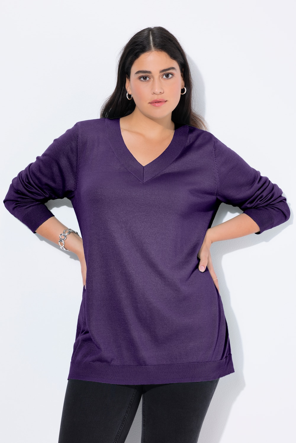 Große Größen Pullover, Damen, lila, Größe: 54/56, Viskose/Polyester, Ulla Popken von Ulla Popken