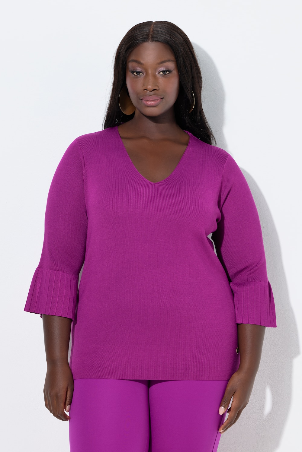 Große Größen Pullover, Damen, lila, Größe: 54/56, Viskose/Polyester, Ulla Popken von Ulla Popken