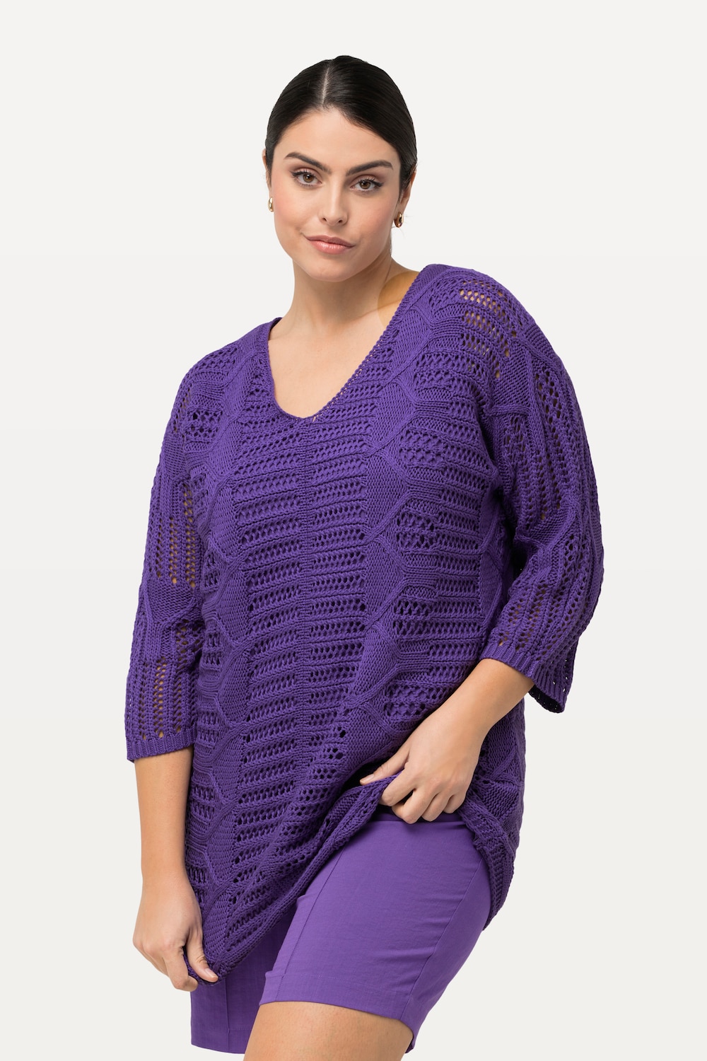 Große Größen Pullover, Damen, lila, Größe: 58/60, Baumwolle, Ulla Popken von Ulla Popken