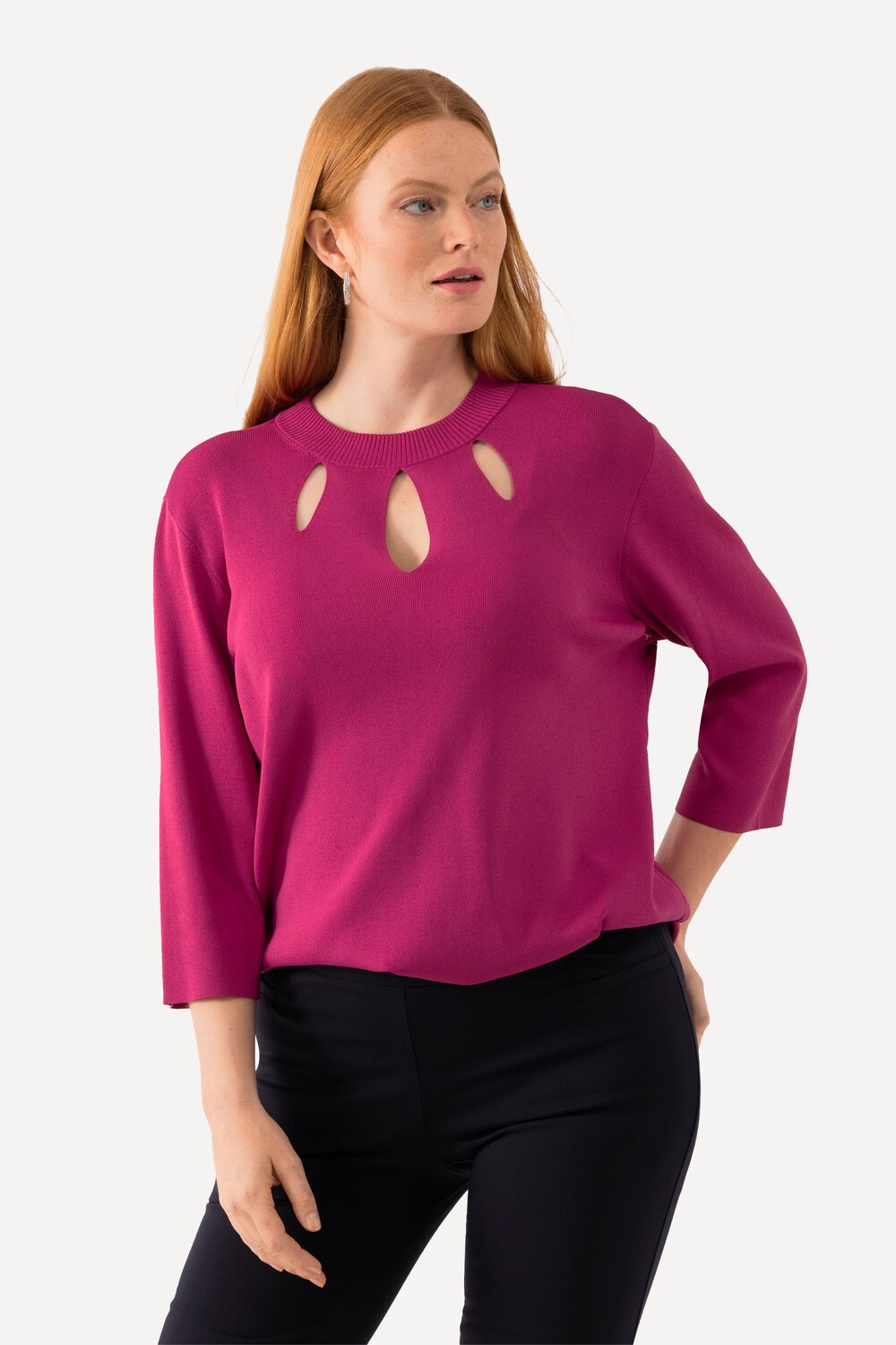 Große Größen Pullover, Damen, rosa, Größe: 42/44, Viskose/Synthetische Fasern, Ulla Popken von Ulla Popken