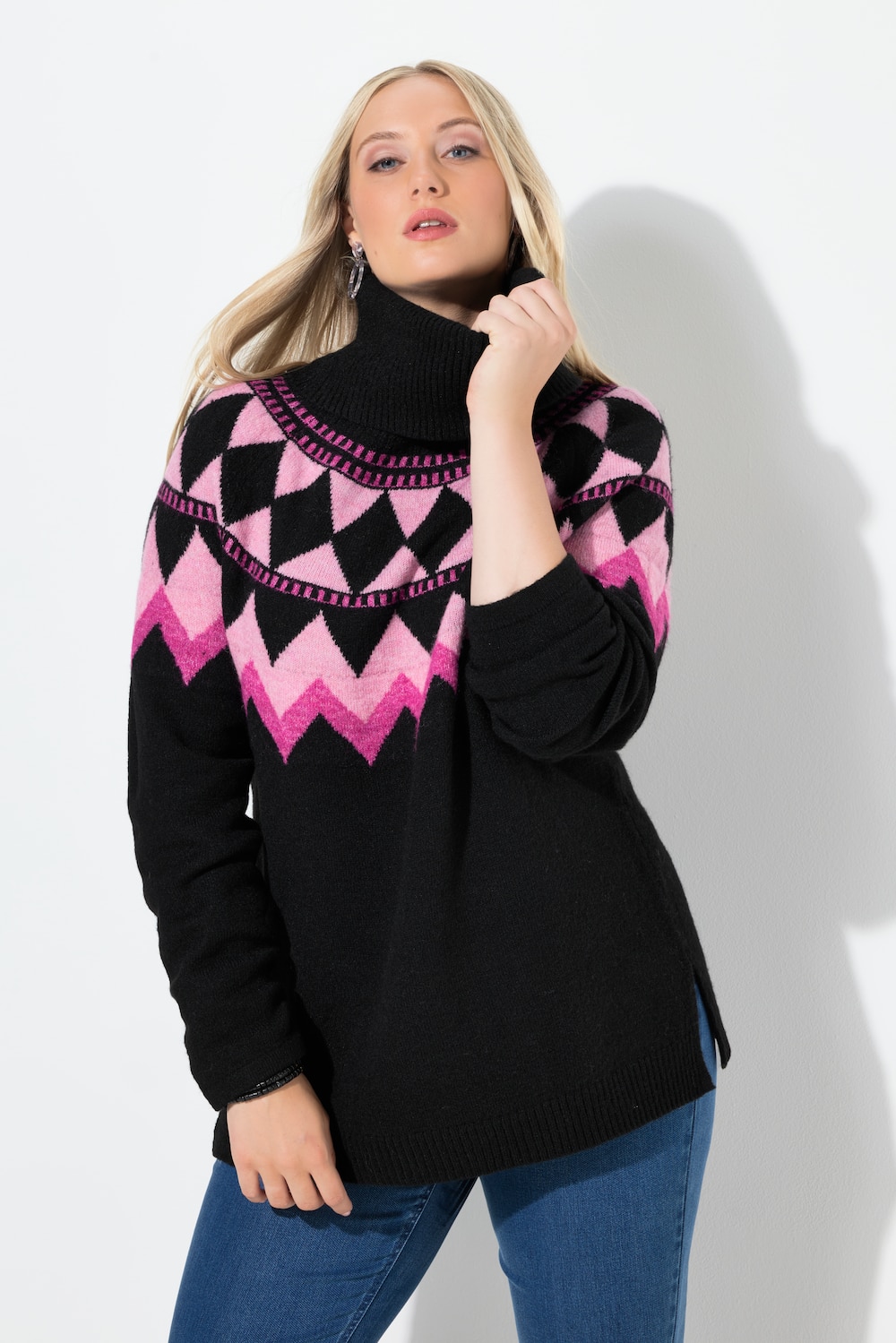 Große Größen Pullover, Damen, rosa, Größe: 46/48, Synthetische Fasern/Polyester, Ulla Popken von Ulla Popken