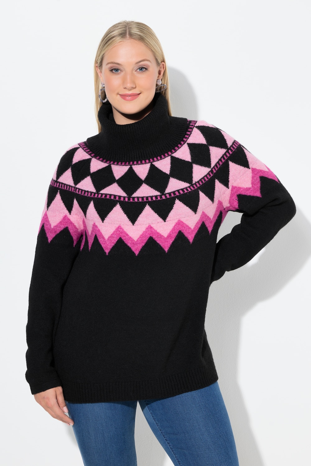 Große Größen Pullover, Damen, rosa, Größe: 46/48, Synthetische Fasern/Polyester, Ulla Popken von Ulla Popken