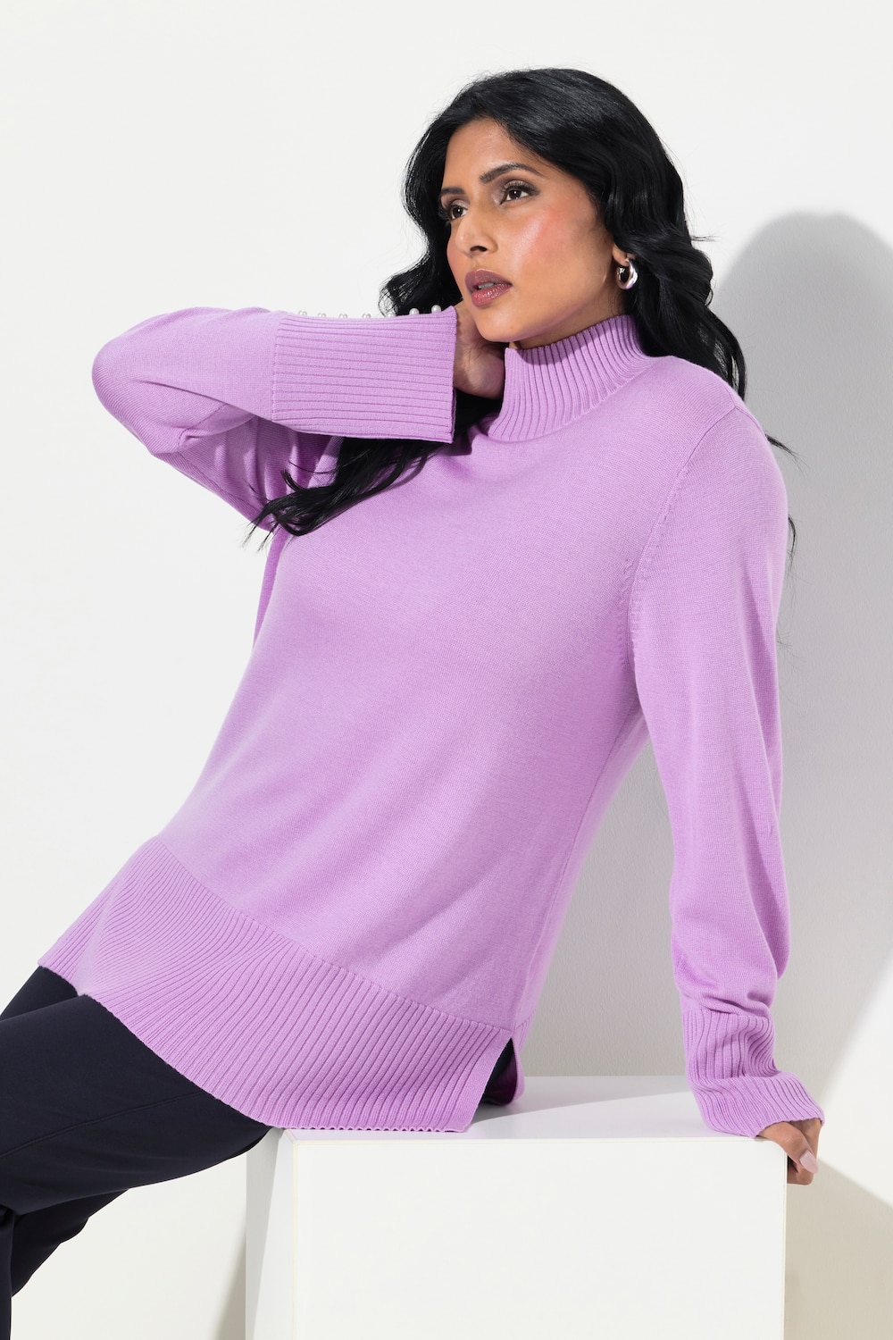 Große Größen Pullover, Damen, rosa, Größe: 46/48, Wolle/Seide, Ulla Popken von Ulla Popken