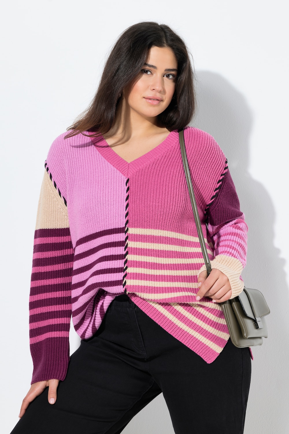 Große Größen Pullover, Damen, rosa, Größe: 50/52, Baumwolle/Synthetische Fasern, Ulla Popken von Ulla Popken