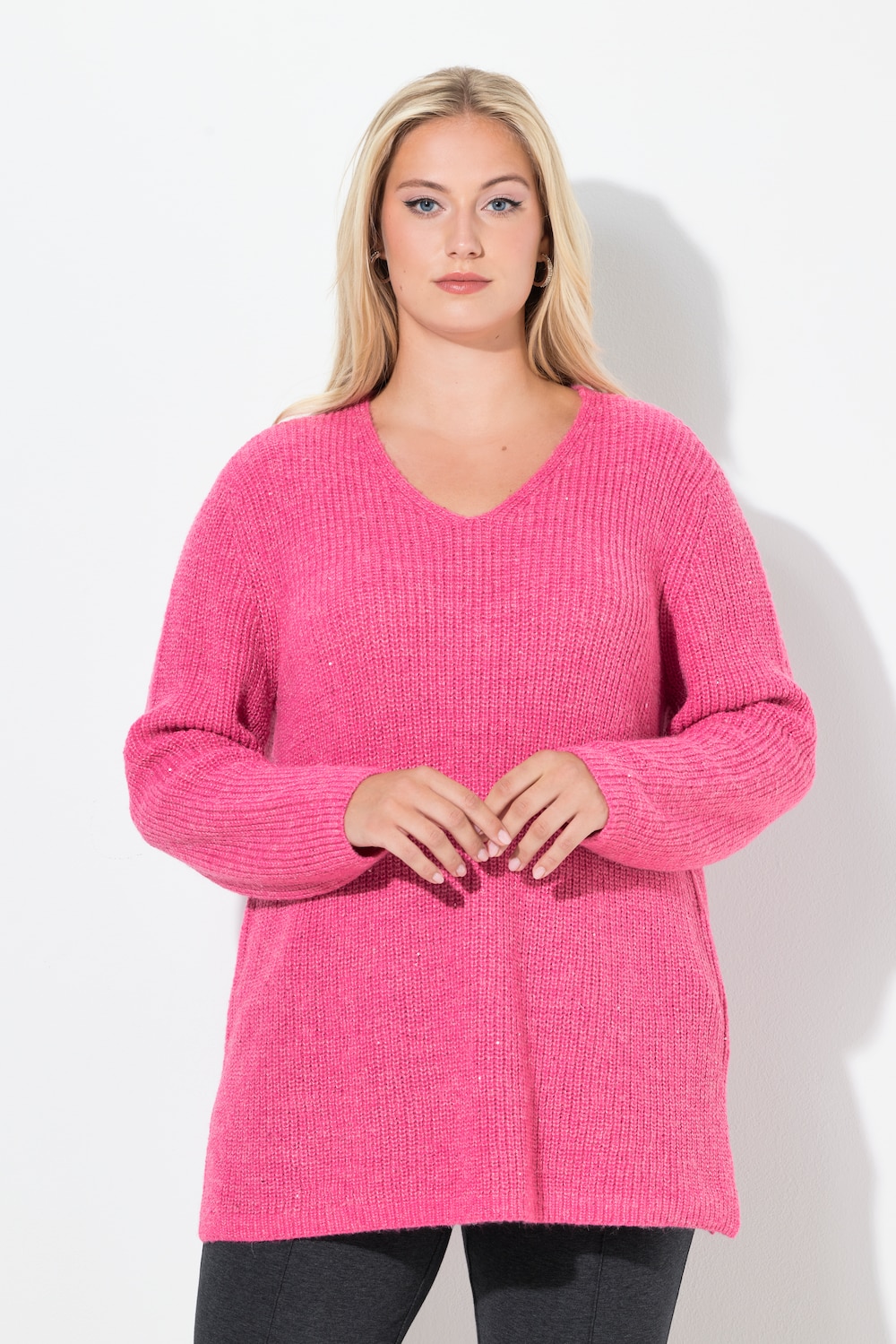 Große Größen Pullover, Damen, rosa, Größe: 50/52, Polyester/Synthetische Fasern, Ulla Popken von Ulla Popken