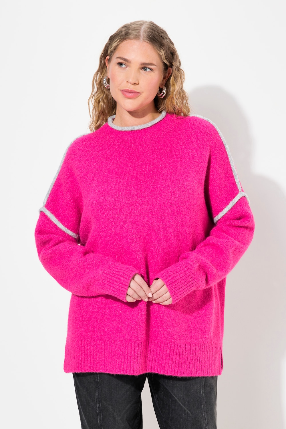 Große Größen Pullover, Damen, rosa, Größe: 58/60, Polyester/Synthetische Fasern, Ulla Popken von Ulla Popken