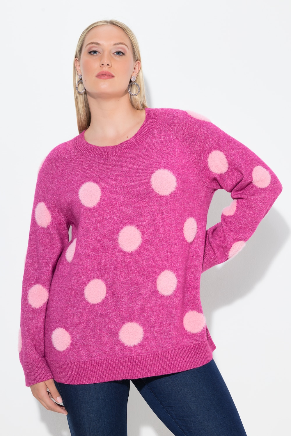 Große Größen Pullover, Damen, rosa, Größe: 62/64, Synthetische Fasern/Polyester, Ulla Popken von Ulla Popken