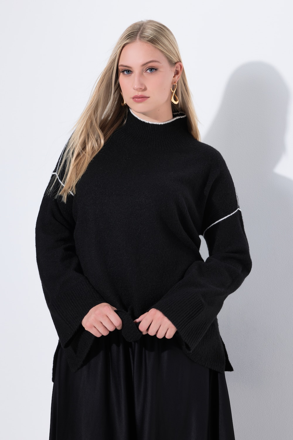 Große Größen Pullover, Damen, schwarz, Größe: 42/44, Synthetische Fasern, Ulla Popken von Ulla Popken