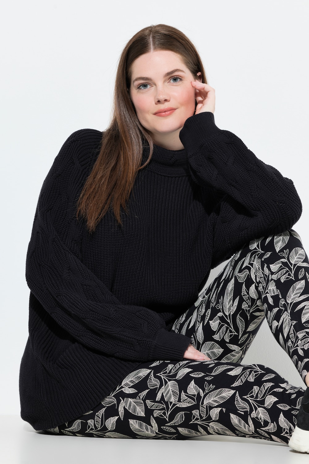 Große Größen Pullover, Damen, schwarz, Größe: 46/48, Baumwolle, Ulla Popken von Ulla Popken
