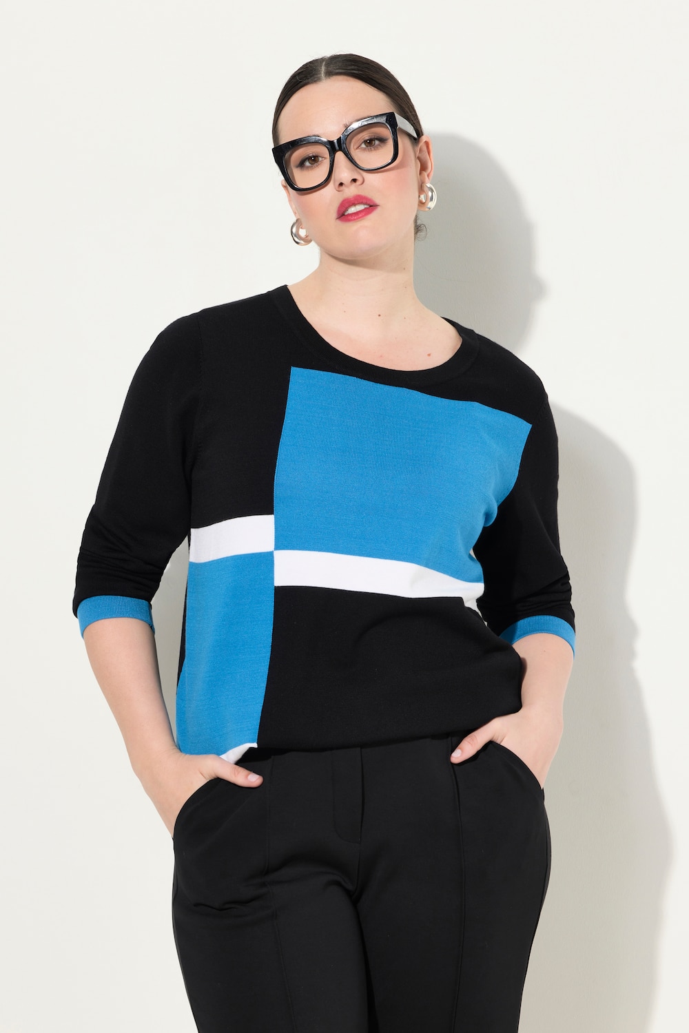 Große Größen Pullover, Damen, schwarz, Größe: 50/52, Viskose/Polyester, Ulla Popken von Ulla Popken