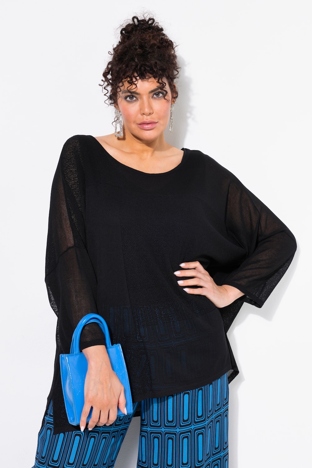 Große Größen Pullover, Damen, schwarz, Größe: 50/52, Viskose/Synthetische Fasern, Ulla Popken von Ulla Popken