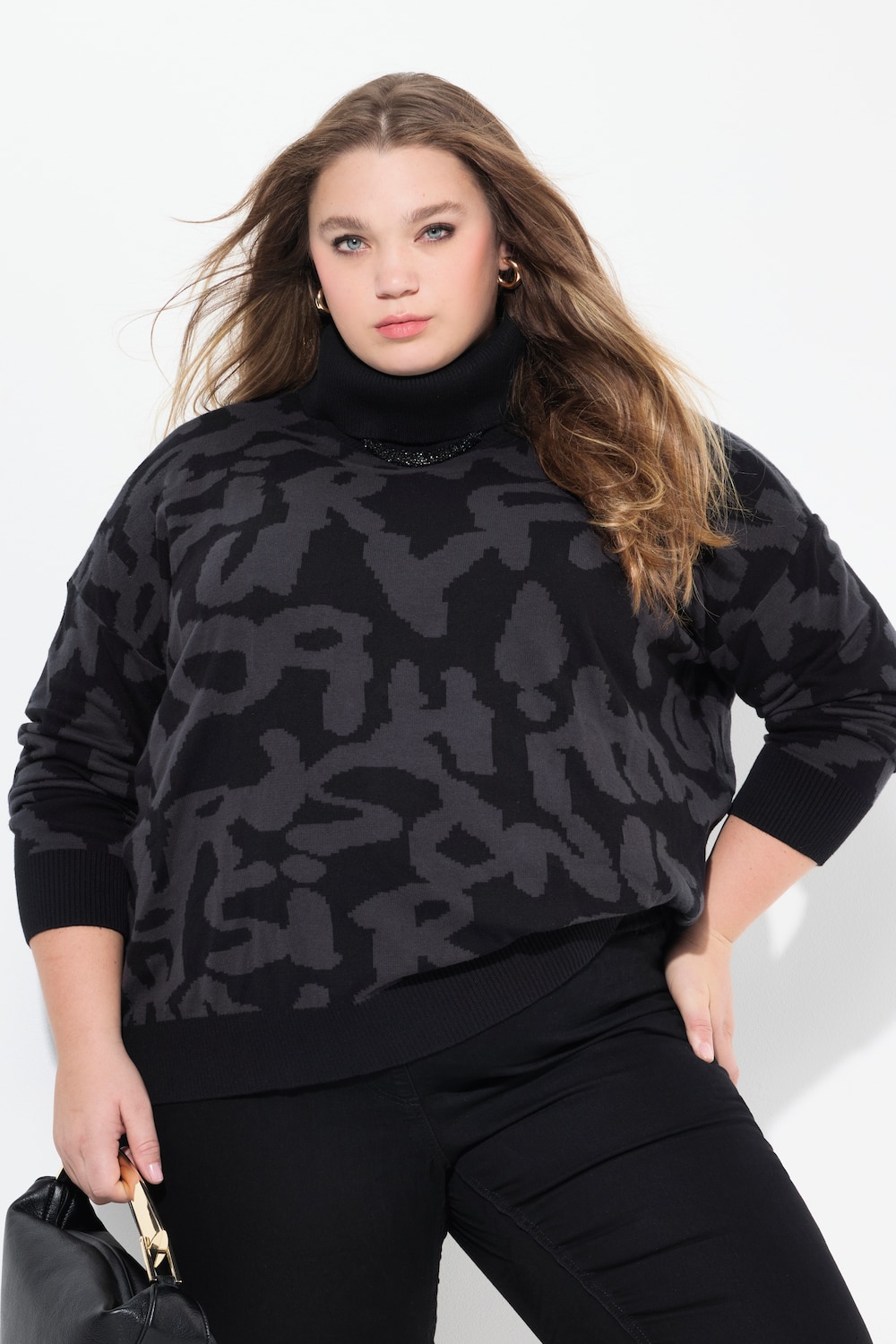 Große Größen Pullover, Damen, schwarz, Größe: 54/56, Baumwolle, Ulla Popken von Ulla Popken