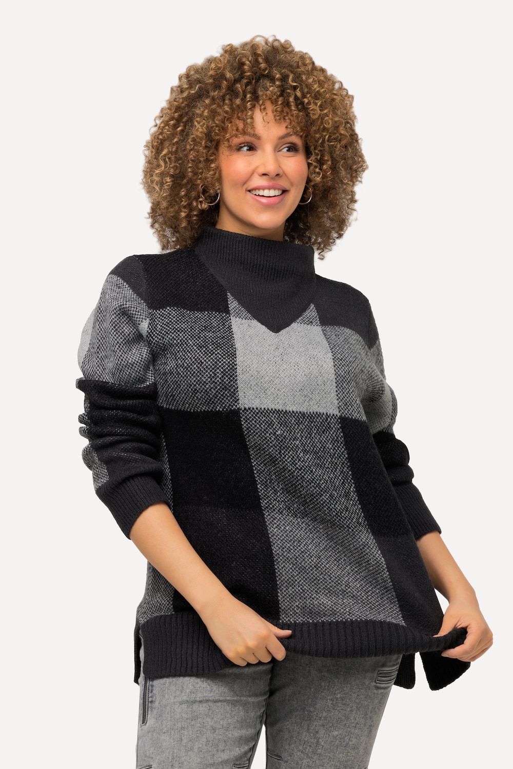 Große Größen Pullover, Damen, schwarz, Größe: 54/56, Synthetische Fasern, Ulla Popken von Ulla Popken