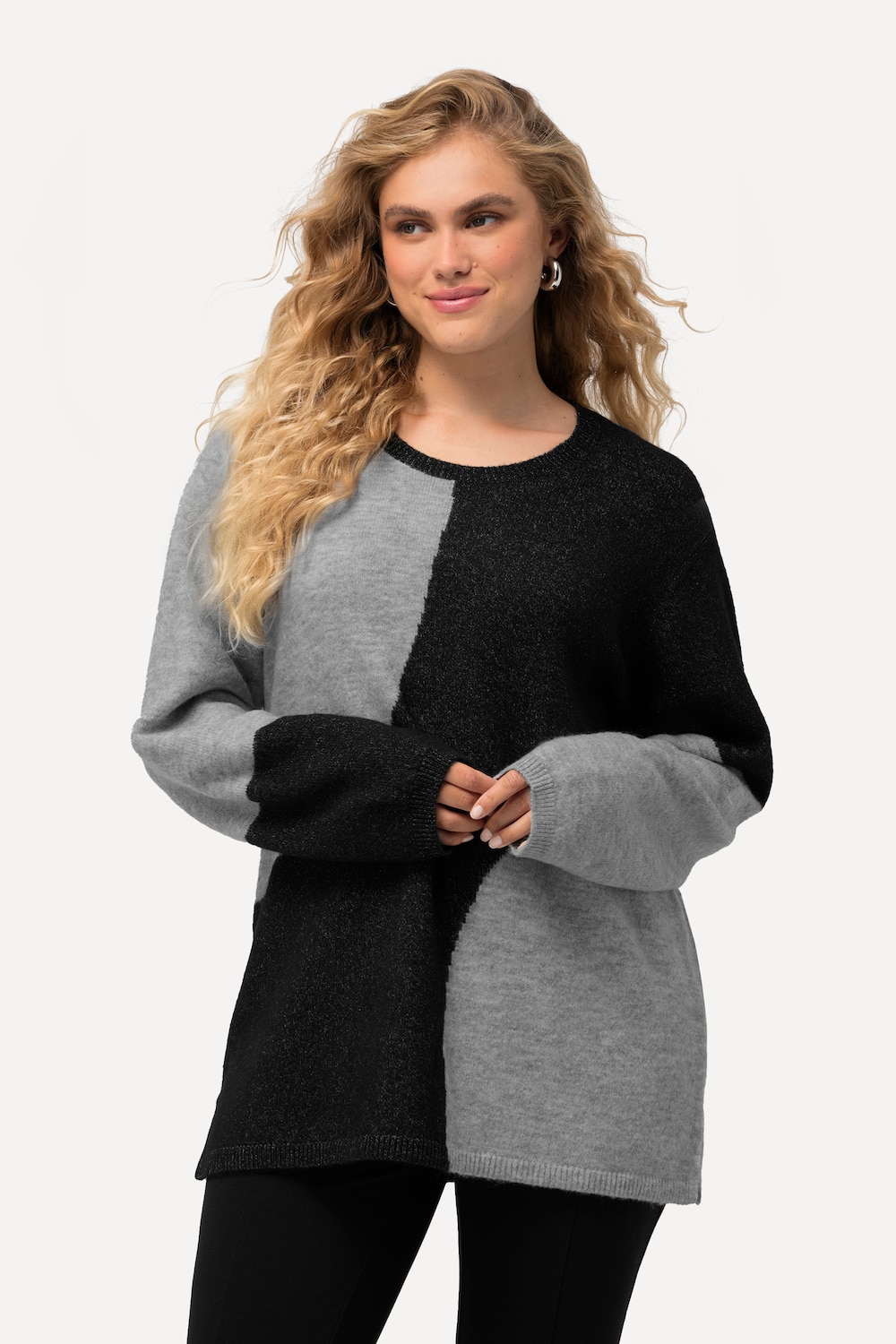 Große Größen Pullover, Damen, schwarz, Größe: 54/56, Synthetische Fasern/Polyester, Ulla Popken von Ulla Popken