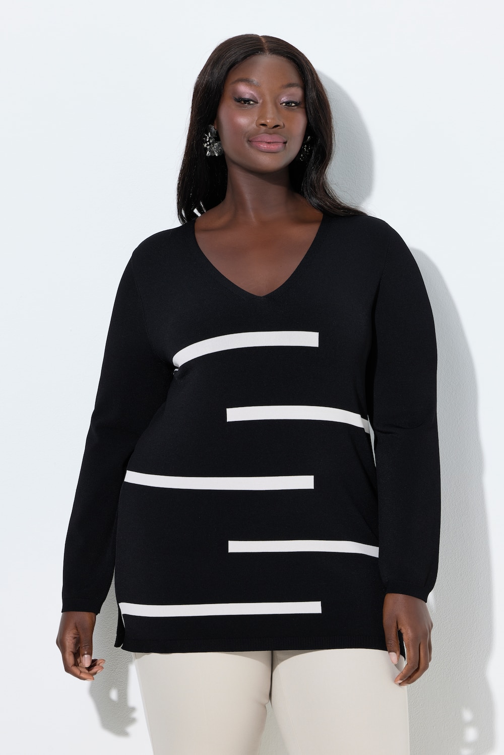 Große Größen Pullover, Damen, schwarz, Größe: 54/56, Viskose/Synthetische Fasern, Ulla Popken von Ulla Popken