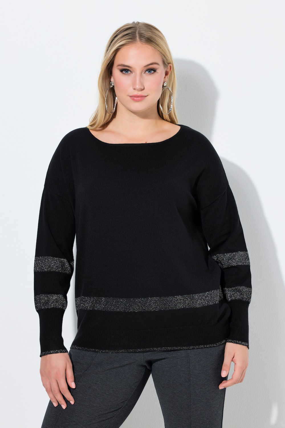 Große Größen Pullover, Damen, schwarz, Größe: 54/56, Viskose/Synthetische Fasern/Polyester, Ulla Popken von Ulla Popken