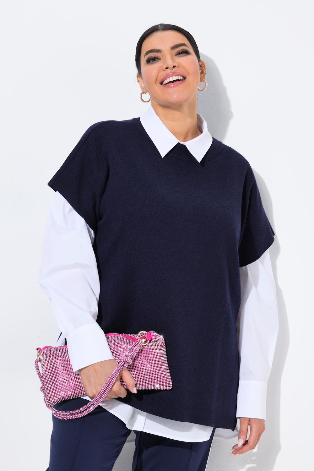 Große Größen Pullunder, Damen, blau, Größe: 62/64, Viskose/Polyester/Synthetische Fasern, Ulla Popken von Ulla Popken