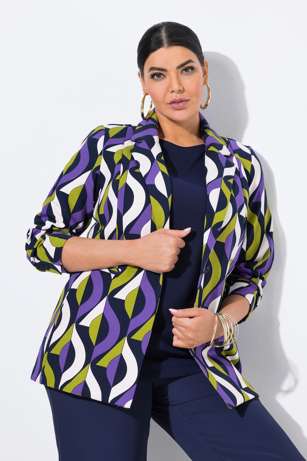 Große Größen Punto-Blazer, Damen, blau, Größe: 54/56, Baumwolle/Polyester, Ulla Popken Große Größen Punto-Blazer, Damen, blau, Größe: 54/56, Baumwolle/Polyester, Ulla Popken von Ulla Popken