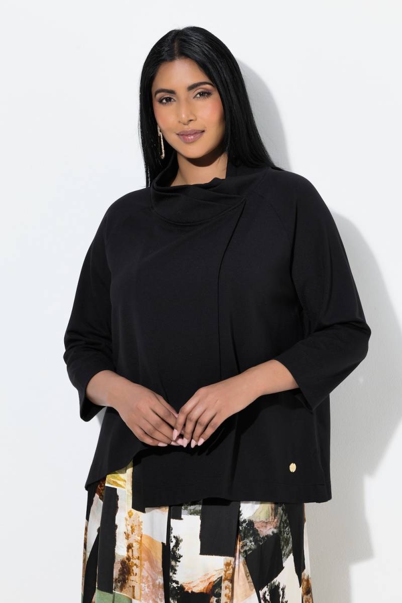 Große Größen Punto-Sweatshirt, Damen, schwarz, Größe: 42/44, Viskose/Synthetische Fasern, Ulla Popken von Ulla Popken