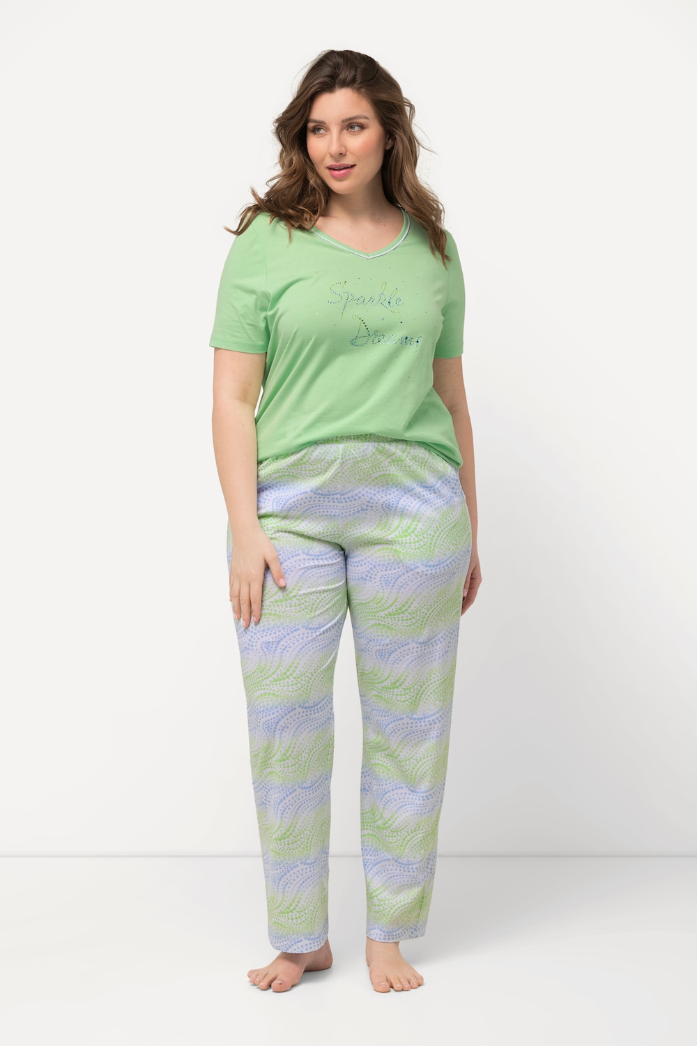 Große Größen Pyjama, Damen, beige, Größe: 50/52, Baumwolle, Ulla Popken von Ulla Popken