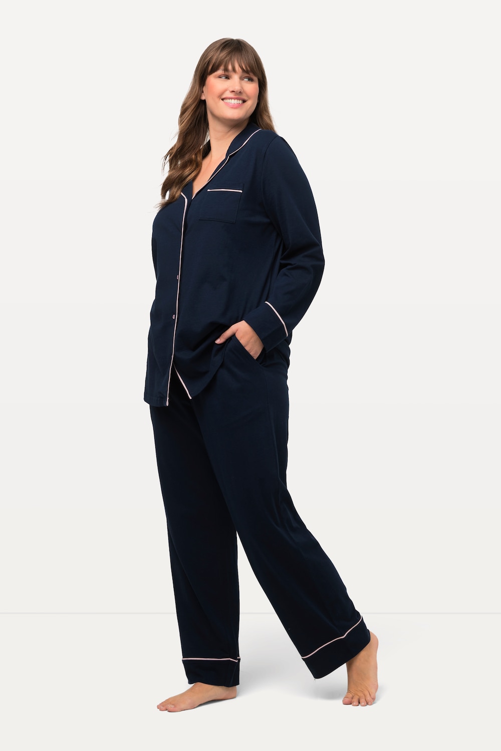 Große Größen Pyjama, Damen, blau, Größe: 42/44, Baumwolle, Ulla Popken von Ulla Popken