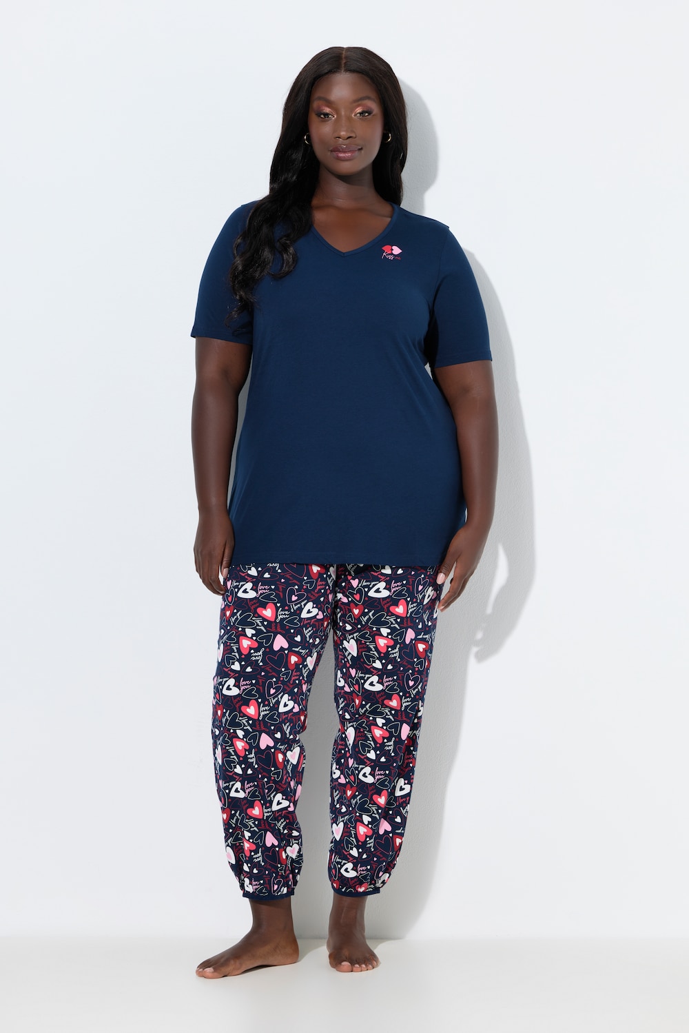 Große Größen Pyjama, Damen, blau, Größe: 42/44, Baumwolle, Ulla Popken von Ulla Popken