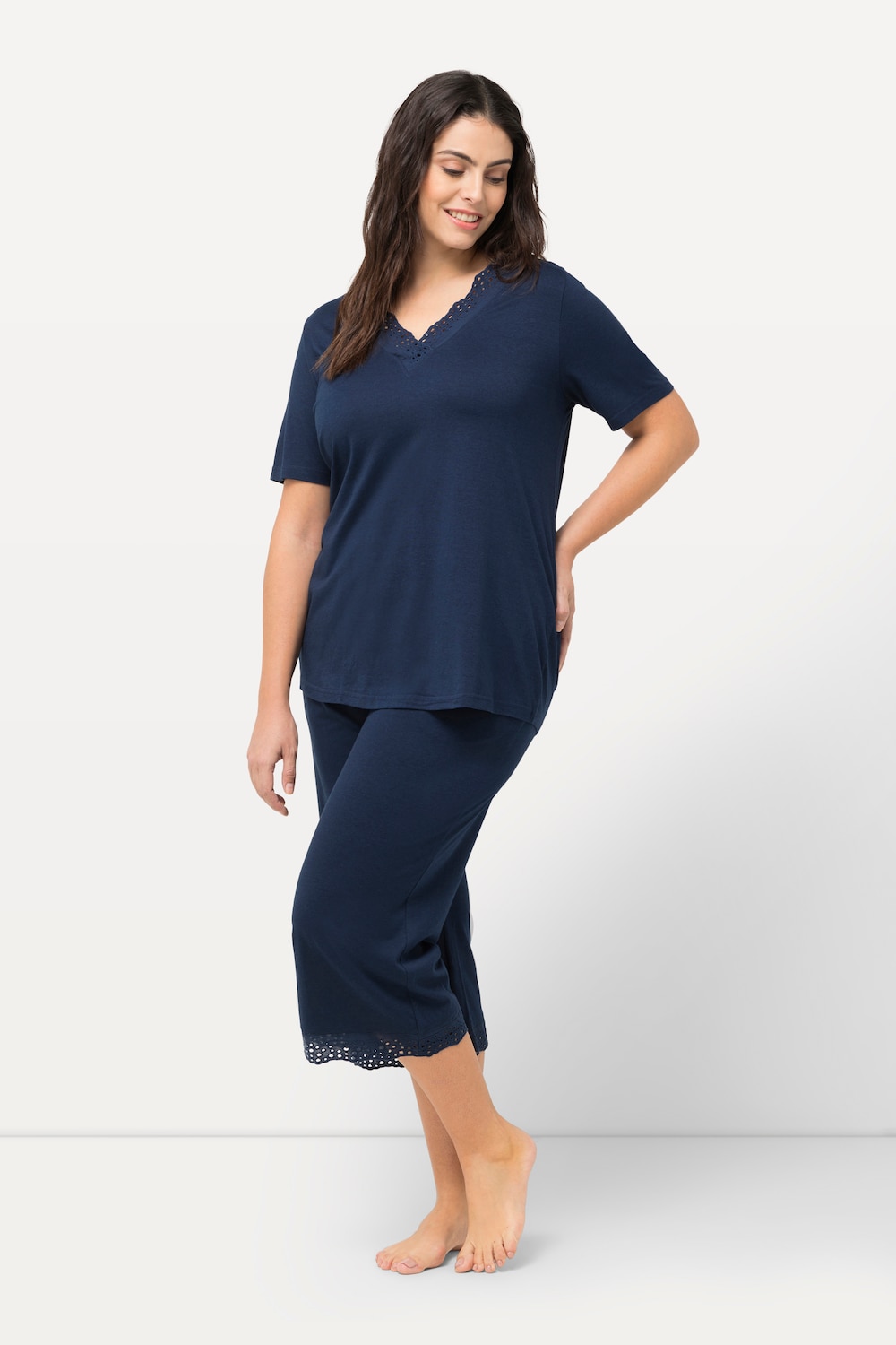 Große Größen Pyjama, Damen, blau, Größe: 42/44, Baumwolle/Synthetische Fasern, Ulla Popken von Ulla Popken