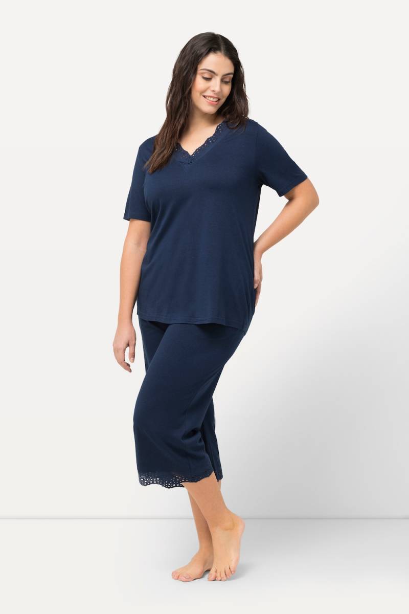 Große Größen Pyjama, Damen, blau, Größe: 42/44, Baumwolle/Synthetische Fasern, Ulla Popken von Ulla Popken