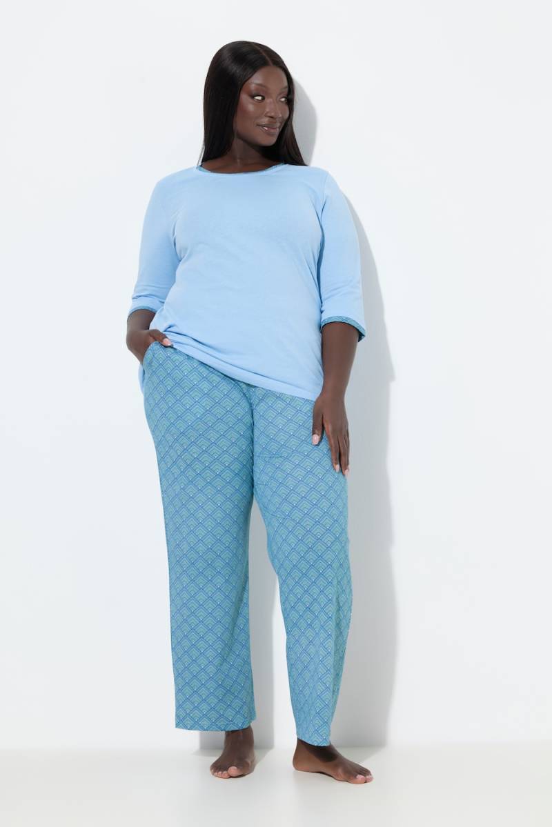 Große Größen Pyjama, Damen, blau, Größe: 46/48, Baumwolle, Ulla Popken von Ulla Popken