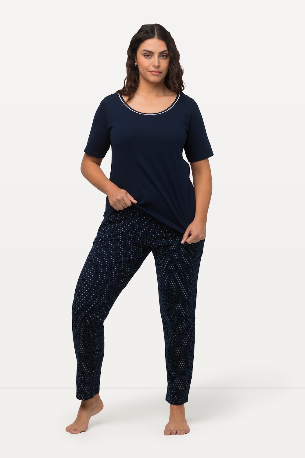 Große Größen Pyjama, Damen, blau, Größe: 46/48, Baumwolle, Ulla Popken von Ulla Popken