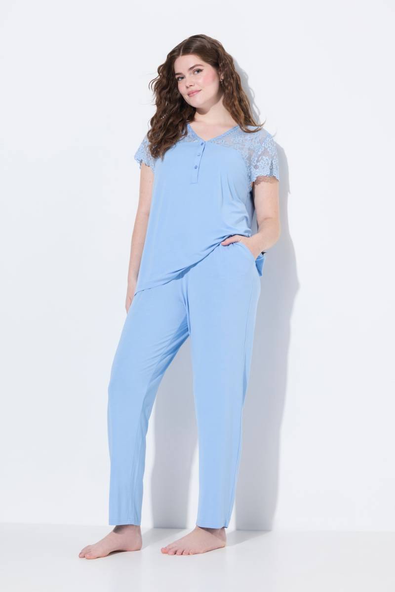 Große Größen Pyjama, Damen, blau, Größe: 46/48, Baumwolle/Synthetische Fasern, Ulla Popken Große Größen Pyjama, Damen, blau, Größe: 46/48, Baumwolle/Synthetische Fasern, Ulla Popken von Ulla Popken